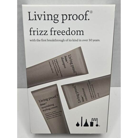 LIVING PROOF No FRIZZ Travel Set 3pc 1 OZ Styling Cream Shampoo Conditioner NIB - Picture 1 of 3